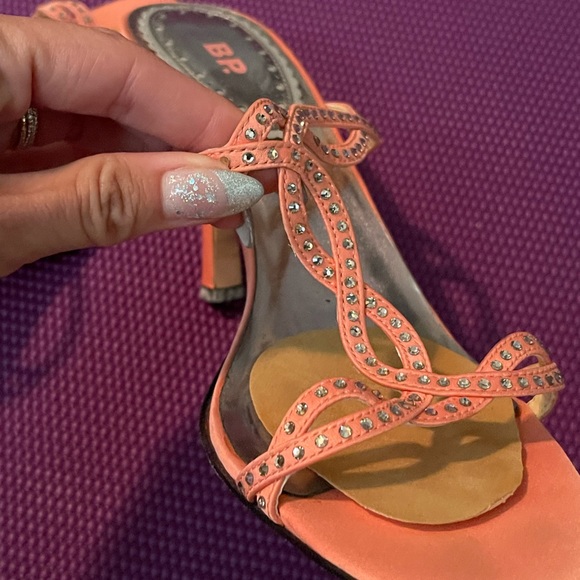 BP. High Heel Rhinestone Sandals - Pink/Coral 🌺 - Picture 5 of 8